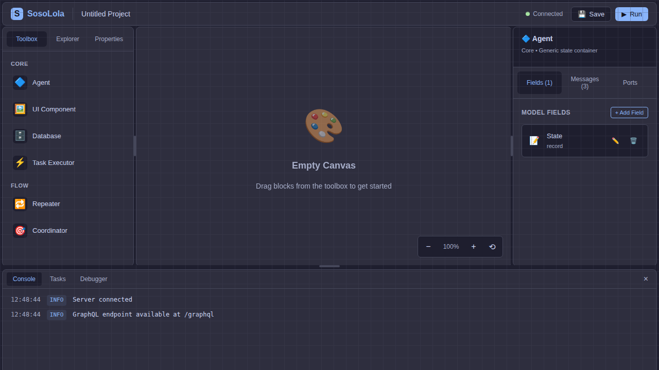 First draft screenshot of sosolola demo platform